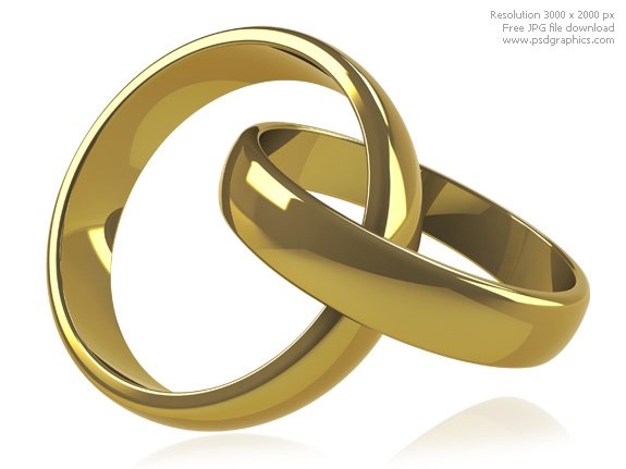 Two similar renders the first one with a linked wedding rings polished 