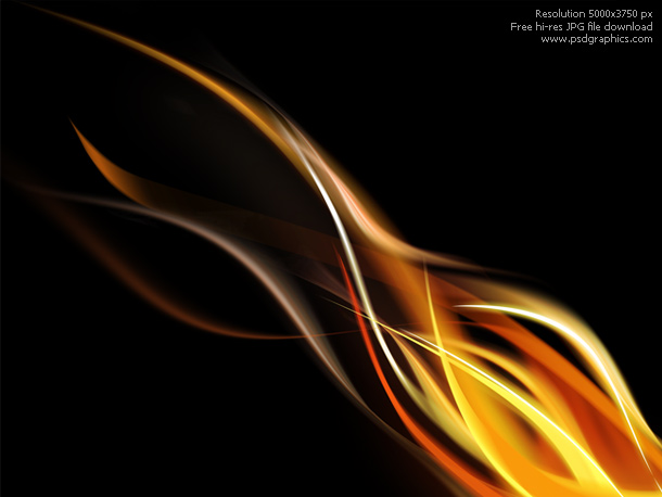 Two abstract fire graphics on black background. Red-orange flames 