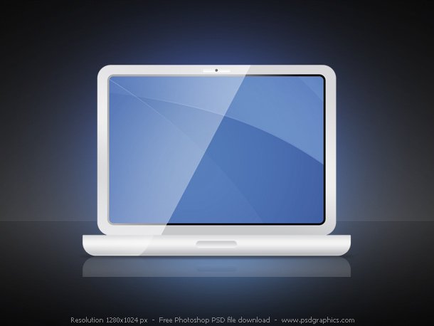 backgrounds for photoshop psd. PSD white laptop icon