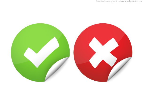 Right and wrong check marks PSD download and upload icons PSD round 