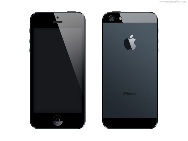 iPhone 5 in PSD format, front and back side of the newest iPhone ...