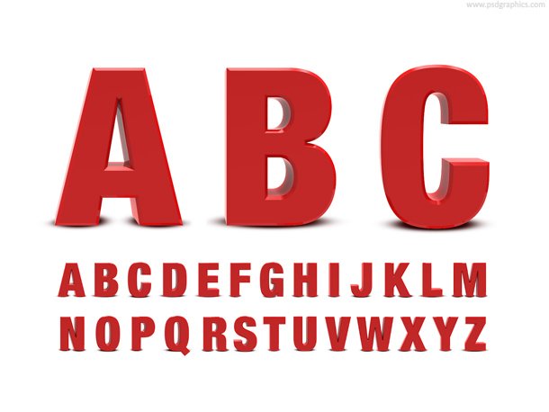 Red 3D alphabet
