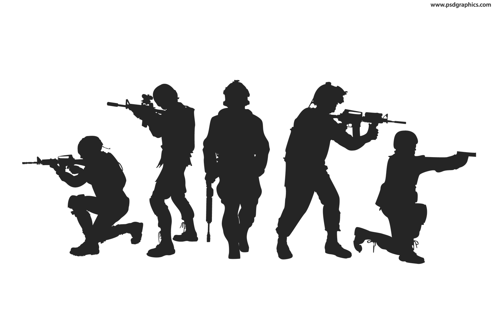Silhouette Of Army Soldiers - Army Military
