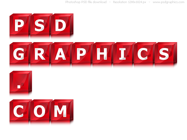 Glossy red blocks with text, PSD template | PSDGraphics