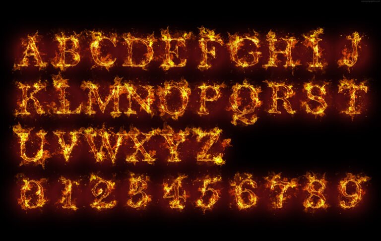 Burning letters and numbers PSD